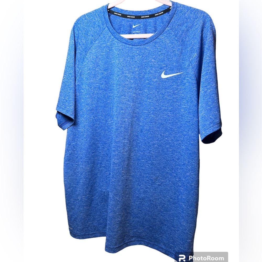 Nike men’s swim dri fit blu shirt XXL UV 40